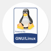 GNU/Linux Ronde Sticker (Voorkant)