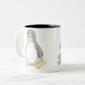 GNU/Linux Tux en GNU head + GPL v2 Preamble Tweekleurige Koffiemok (Voorkant links)