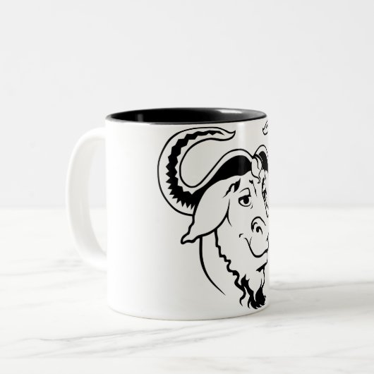 GNU-Mok Tweekleurige Koffiemok (Voorkant links)