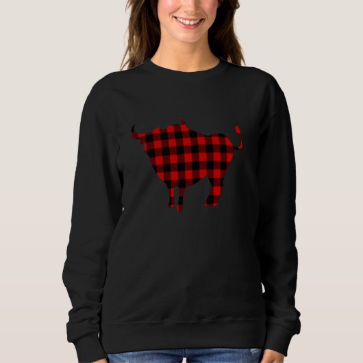 GNU Red Buffalo Plaid Wildebeest Bijpassende Famil Trui (Voorkant)