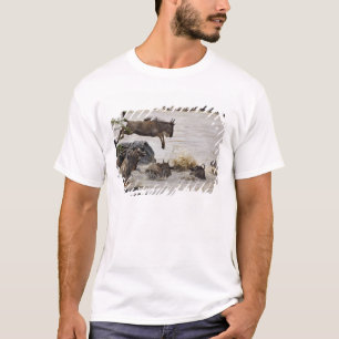 Gnu springt in de Mara-rivier T-shirt