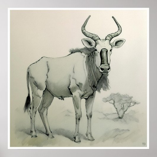 GNU Tekening - Kunstdruk Poster (Voorkant)