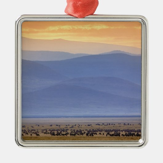 Gnu tijdens migratie, Connochaetes Metalen Ornament (Voorkant)