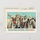 Gnus in het Nationaal Park Maasai Mara, Kenia Briefkaart (Voorkant / Achterkant)