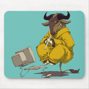 GNU's met spatten, mediteren en fluit spelen Muismat