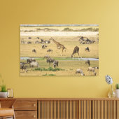 Gnu's, zebra's en giraffen canvas afdruk (Insitu (Woonkamer))
