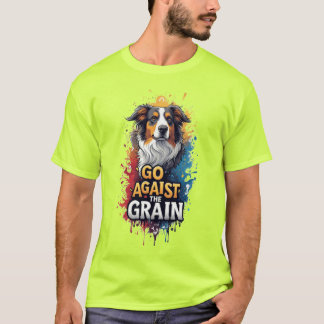 Go Against The Grain: Cheerful Dog Portrait T-shirt