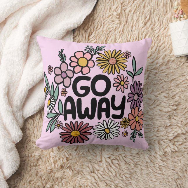 GO AWAY Funny Floral Schattige Daisy Hand-Drawn Kussen (Deken)