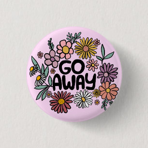 GO AWAY Funny Floral Schattige Daisy Hand-Drawn Ronde Button 3,2 Cm