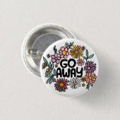 GO AWAY Funny Floral Schattige Daisy Hand-Drawn Ronde Button 3,2 Cm (Voorkant /achterkant)