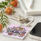 GO AWAY Funny Floral Schattige Daisy Hand-Drawn Sleutelhanger (Voorkant Rechts)