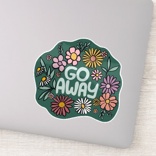 GO AWAY Funny Floral Schattige Daisy Hand-Drawn Sticker (Detail)