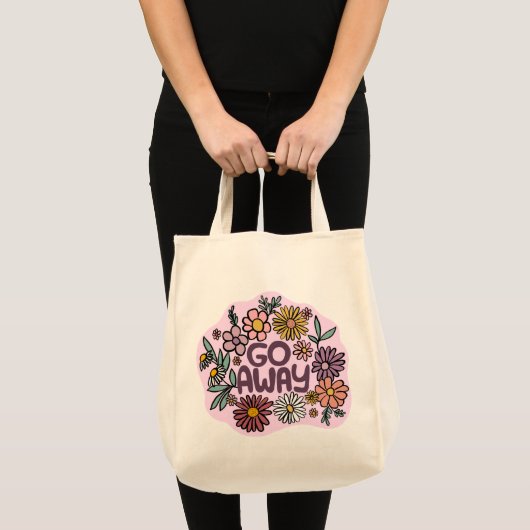 GO AWAY Funny Floral Schattige Daisy Hand-Drawn Tote Bag (Voorkant (product))