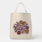GO AWAY Funny Floral Schattige Daisy Hand-Drawn Tote Bag (Achterkant)