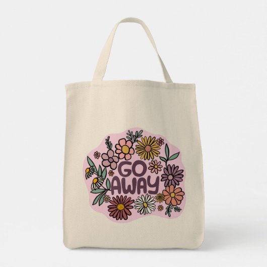 GO AWAY Funny Floral Schattige Daisy Hand-Drawn Tote Bag (Achterkant)