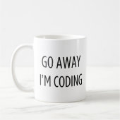 Go Away I'm Coding beroemd gemaakt door Funny Prog Koffiemok (Links)