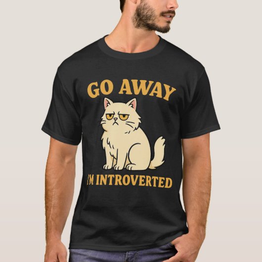 Go Away I'm Introverted – Funny Cat Shirt (Voorkant)