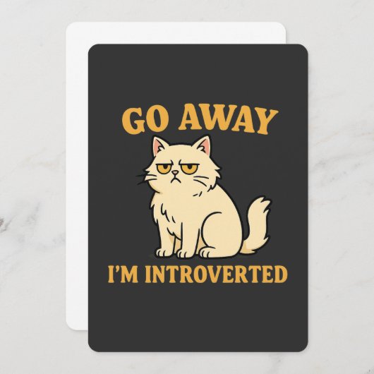 Go Away I'm Introverted – Funny Cat Shirt Kaart (Voorkant / Achterkant)