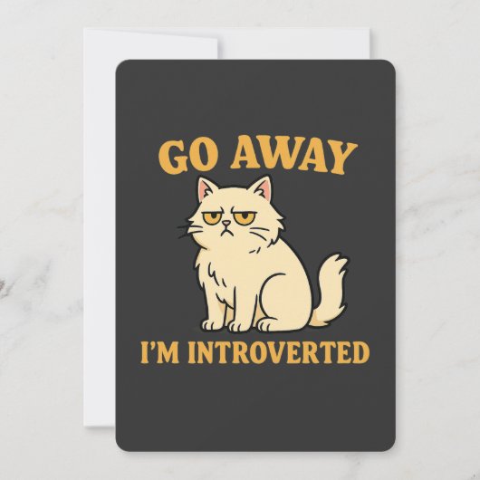 Go Away I'm Introverted – Funny Cat Shirt Kaart (Voorkant)