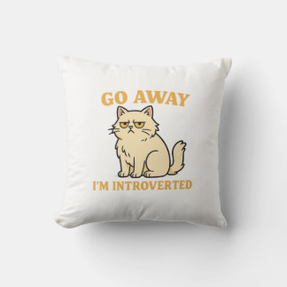 Go Away I'm Introverted – Funny Cat Shirt Kussen