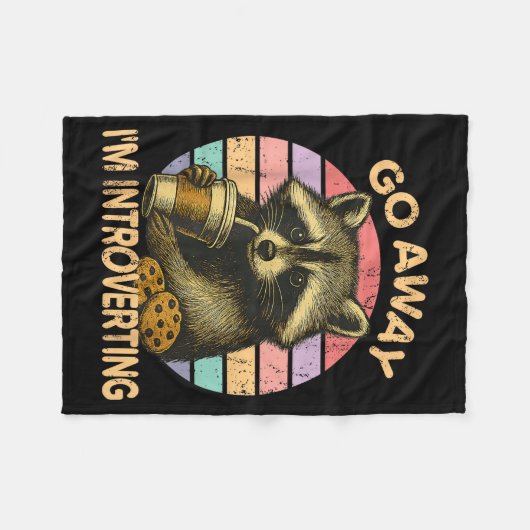 Go Away I'm Introverting Funny Raccoon Sarcastic  Fleece Deken (Voorkant (Horizontaal))