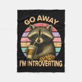 Go Away I'm Introverting Funny Raccoon Sarcastic  Fleece Deken (Voorkant)
