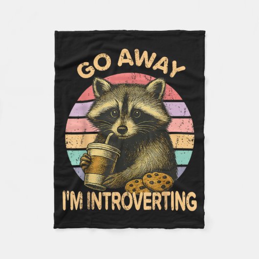 Go Away I'm Introverting Funny Raccoon Sarcastic  Fleece Deken (Voorkant)