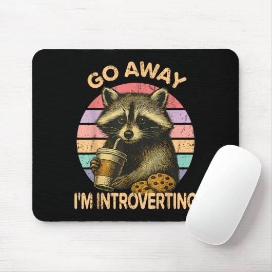 Go Away I'm Introverting Funny Raccoon Sarcastic Muismat (Met muis)