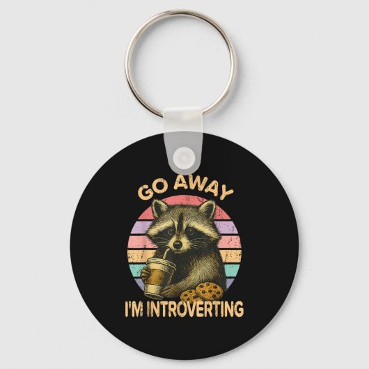 Go Away I'm Introverting Funny Raccoon Sarcastic  Sleutelhanger (Voorkant)