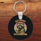 Go Away I'm Introverting Funny Raccoon Sarcastic  Sleutelhanger (Voorkant)