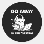 Go Away I'm Introverting  Ronde Sticker (Voorkant)