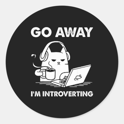 Go Away I'm Introverting  Ronde Sticker (Voorkant)