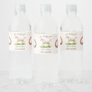 Go baby go derby ruiter baby shower gedrukt waterfles etiket