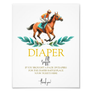 Go Baby Go, Greenery Horse Race Luier Raffle Sign Foto Afdruk