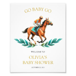 Go Baby Go, Horse baby shower welkomstbord Foto Afdruk