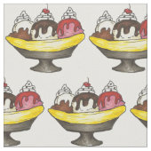 Go Bananas Banana Ice Cream Split Fabric. Stof (Close Up)
