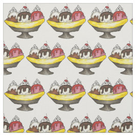 Go Bananas Banana Ice Cream Split Fabric. Stof