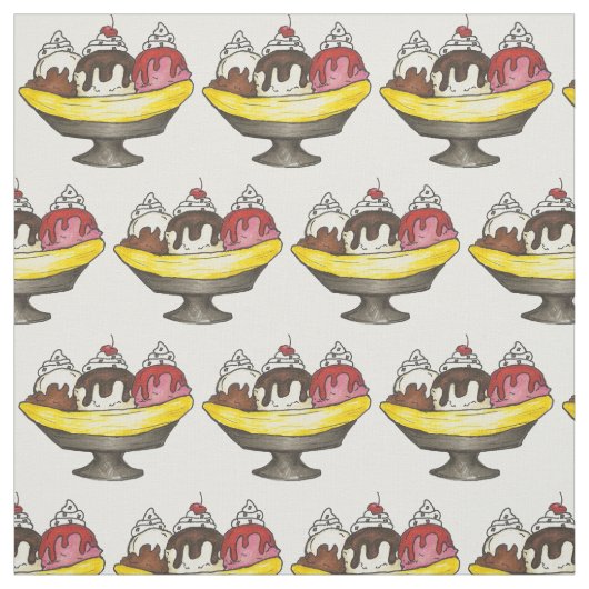 Go Bananas Banana Ice Cream Split Fabric. Stof (Swatch)