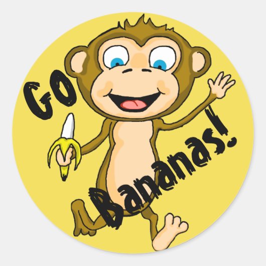Go Bananas Classic Ronde Sticker (Voorkant)