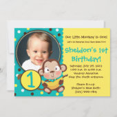 GO BANANAS - Little Monkey Party Invitations - BOY Kaart (Voorkant)