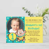 GO BANANAS - Little Monkey Party Invitations - BOY Kaart (Staand voorkant)