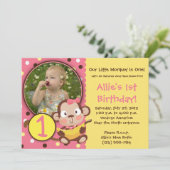GO BANANAS - Little Monkey Party Invitations GIRL Kaart (Staand voorkant)