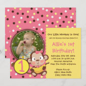 GO BANANAS - Little Monkey Party Invitations GIRL Kaart (Voorkant / Achterkant)