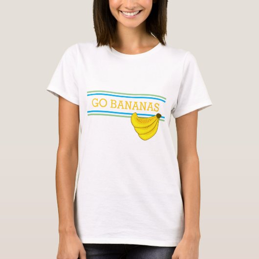GO BANANAS, strepen met gele banaanbos T-shirt (Voorkant)