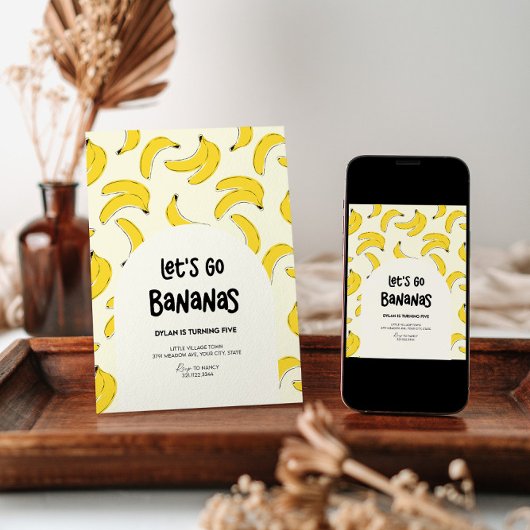 Go Bananas Uitnodiging voor verjaardagsfeestje
