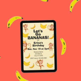 Go Bananas, Yellow Monkey Birthday Kaart