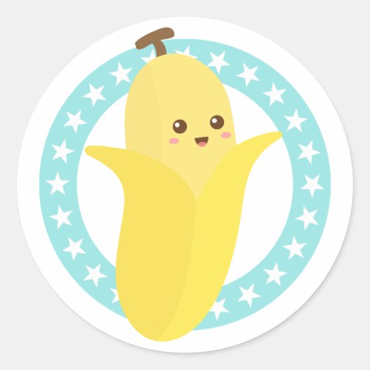 Go Bananen met Leuke Banaan Ronde Sticker (Voorkant)