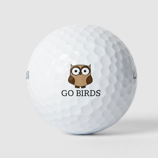 GO BIRDS Cartoon Uil gepersonaliseerd Golfballen (Voorkant)