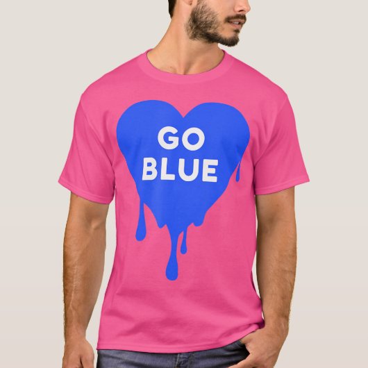 Go Blue - Blauw Team Kleur War Camp Druppelend Har T-shirt (Voorkant)