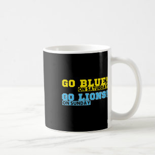 Go Blue op zaterdag Go Lions op zondag Football FA Koffiemok